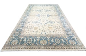 Cream Floral 12X18 Oushak Oriental Rug