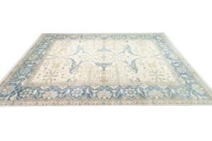 Cream Floral 12X18 Oushak Oriental Rug