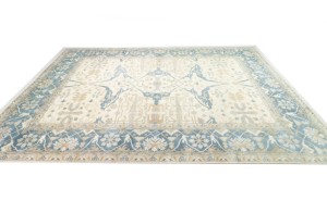 Cream Floral 12X18 Oushak Oriental Rug