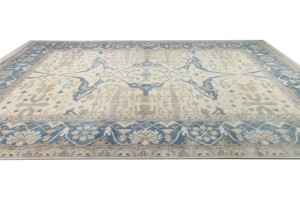 Cream Floral 12X18 Oushak Oriental Rug