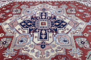 Rusty Red Geometric 12X18 Heriz Serapi Oriental Rug