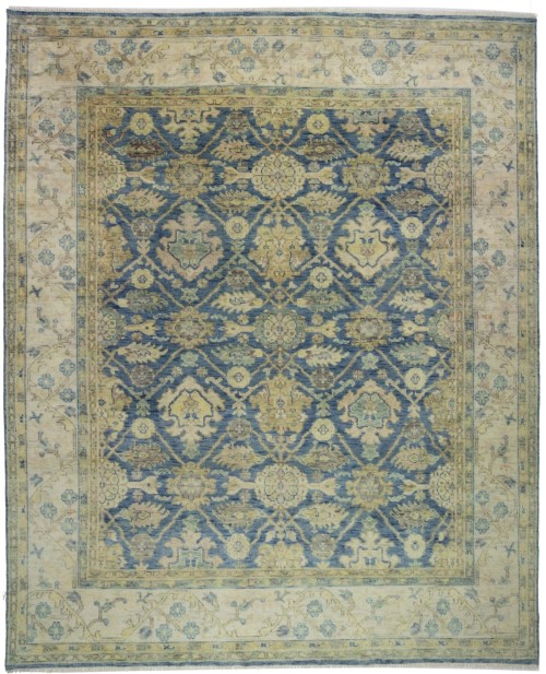 Dark Blue Floral 12X15 Oushak Chobi Oriental Rug