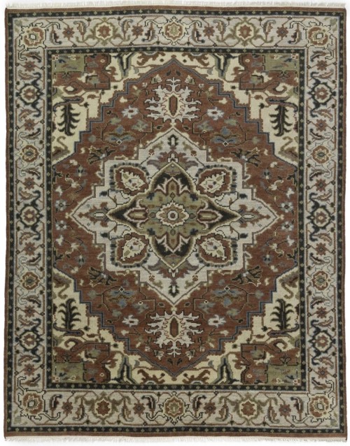 Rust Floral 8X10 Heriz Serapi Oriental Rug