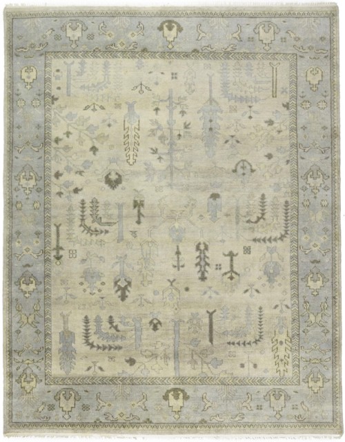 Cream Floral 8X10 Oushak Chobi Oriental Rug