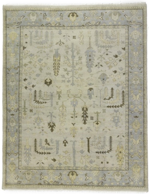 Cream Floral 8X10 Oushak Chobi Oriental Rug