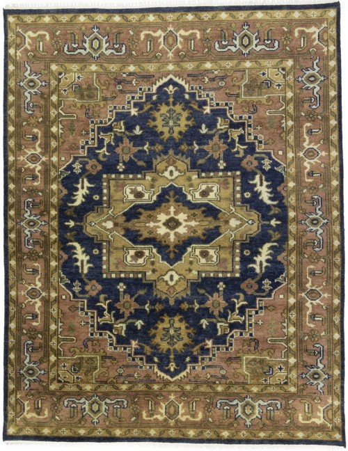 Purple-navy Floral 8X10 Heriz Serapi Oriental Rug