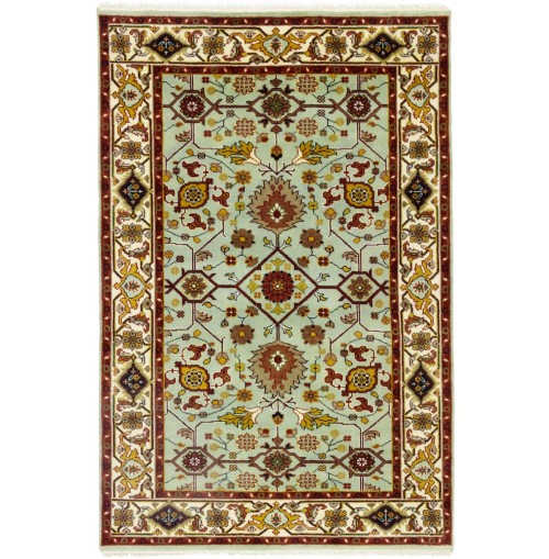 Pale Gray Floral 6X9 Heriz Serapi Oriental Rug