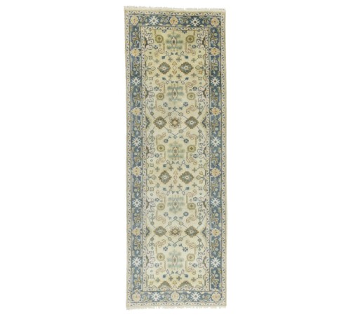 Cream Floral 4X12 Oushak Chobi Oriental Runner Rug