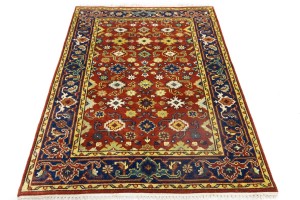 Rusty Red Floral 4X6 Indo-Mahal Oriental Rug