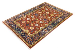 Rusty Red Floral 4X6 Indo-Mahal Oriental Rug