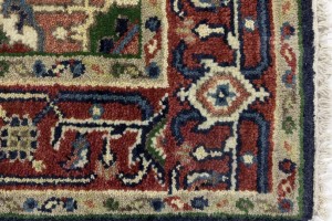 Purple-navy Geometric 4X6 Heriz Serapi Oriental Rug