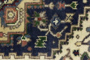 Purple-navy Geometric 4X6 Heriz Serapi Oriental Rug