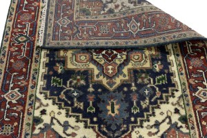 Purple-navy Geometric 4X6 Heriz Serapi Oriental Rug