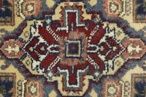 Purple-navy Geometric 4X6 Heriz Serapi Oriental Rug