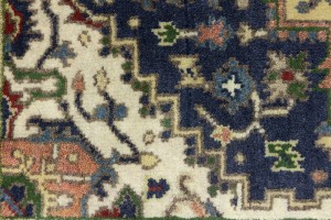 Purple-navy Geometric 4X6 Heriz Serapi Oriental Rug