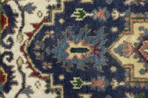 Purple-navy Geometric 4X6 Heriz Serapi Oriental Rug