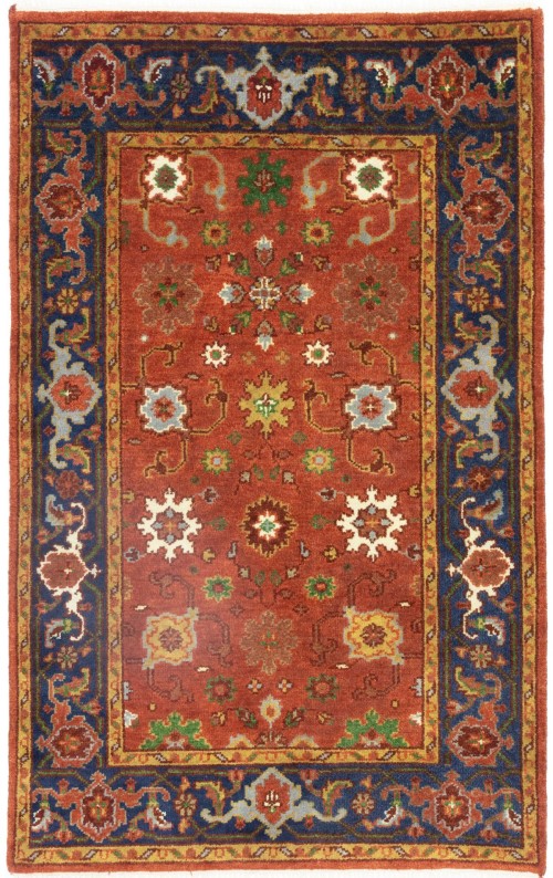 Orange-red Floral 4X6 Indo-Mahal Oriental Rug