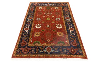 Orange-red Floral 4X6 Indo-Mahal Oriental Rug