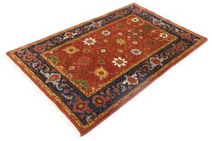 Orange-red Floral 4X6 Indo-Mahal Oriental Rug