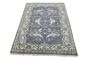 Purple Gray Floral 4X6 Oushak Oriental Rug