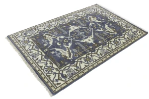 Purple Gray Floral 4X6 Oushak Oriental Rug
