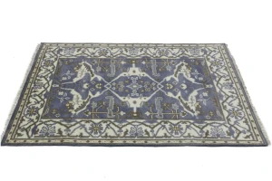 Purple Gray Floral 4X6 Oushak Oriental Rug