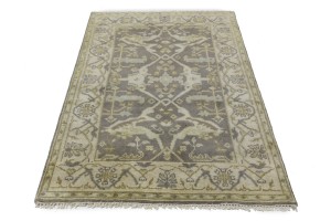 Taupe Floral 4X6 Oushak Oriental Rug