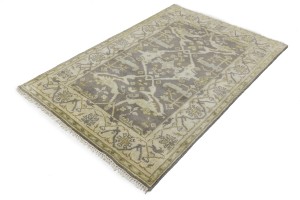 Taupe Floral 4X6 Oushak Oriental Rug