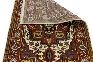 Cream Floral 3X5 Heriz Serapi Oriental Rug