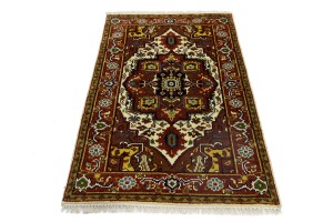 Cream Floral 3X5 Heriz Serapi Oriental Rug