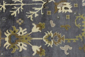 Gray Floral 12X18 Oushak Chobi Oriental Rug