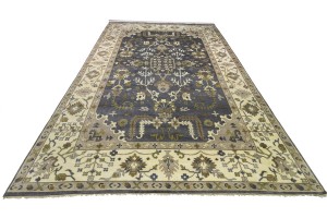 Gray Floral 12X18 Oushak Chobi Oriental Rug