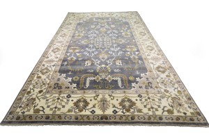 Gray Floral 12X18 Oushak Chobi Oriental Rug