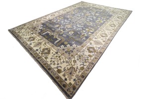 Gray Floral 12X18 Oushak Chobi Oriental Rug