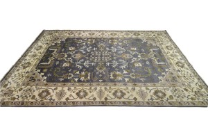 Gray Floral 12X18 Oushak Chobi Oriental Rug