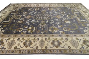 Gray Floral 12X18 Oushak Chobi Oriental Rug