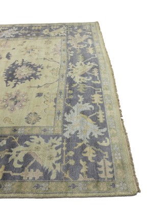 Beige Taupe Floral 10X14 Oushak Chobi Oriental Rug
