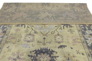 Beige Taupe Floral 10X14 Oushak Chobi Oriental Rug