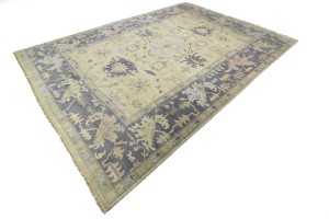 Beige Taupe Floral 10X14 Oushak Chobi Oriental Rug