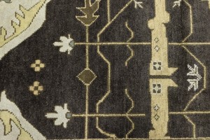 Cocoa Brown Floral 12X18 Oushak Chobi Oriental Rug