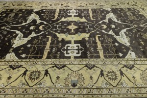 Cocoa Brown Floral 12X18 Oushak Chobi Oriental Rug