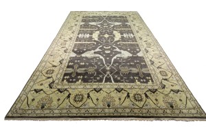 Cocoa Brown Floral 12X18 Oushak Chobi Oriental Rug