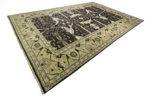 Cocoa Brown Floral 12X18 Oushak Chobi Oriental Rug