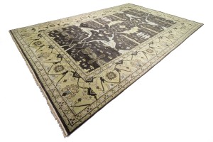 Cocoa Brown Floral 12X18 Oushak Chobi Oriental Rug