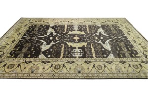 Cocoa Brown Floral 12X18 Oushak Chobi Oriental Rug
