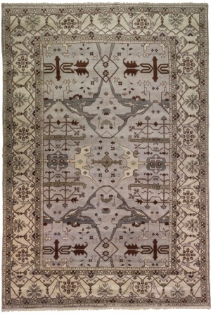 Greige Floral 12X18 Oushak Oriental Rug