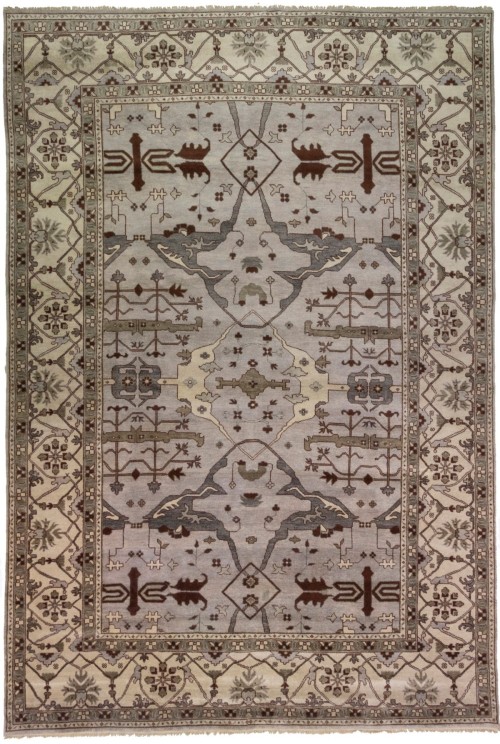 Greige Floral 12X18 Oushak Oriental Rug