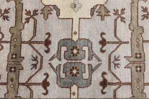 Greige Floral 12X18 Oushak Oriental Rug