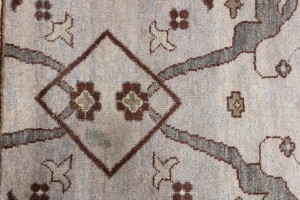 Greige Floral 12X18 Oushak Oriental Rug
