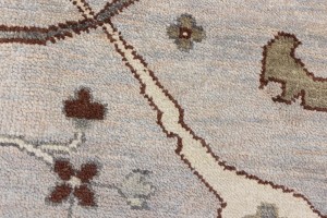 Greige Floral 12X18 Oushak Oriental Rug